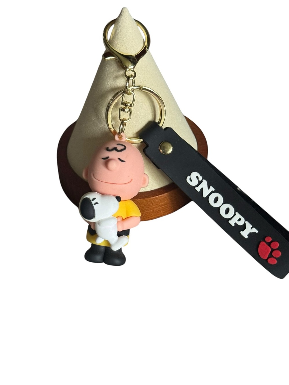 Peanuts Snoopy Charlie Brown Keychain with Black Snoopy Strap NIP